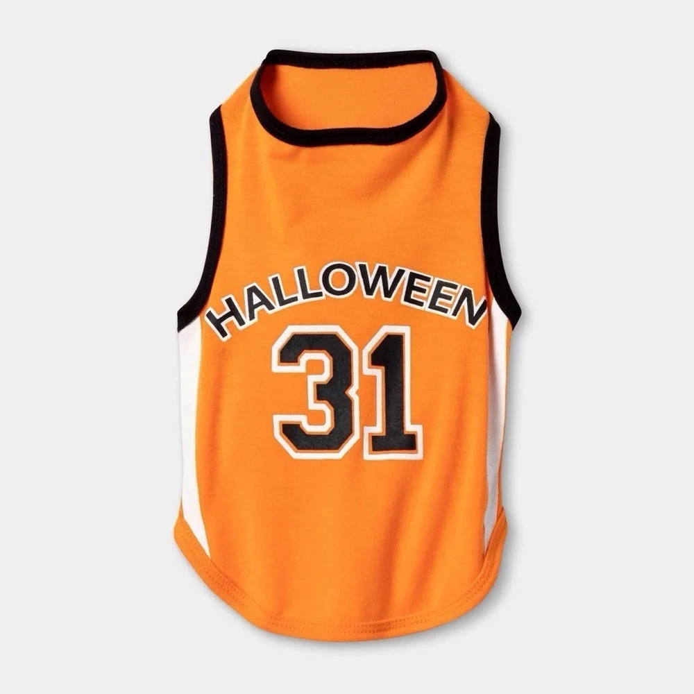 Halloween Dog and Cat Orange Basketball Jersey - Hyde and EEK! size S, M